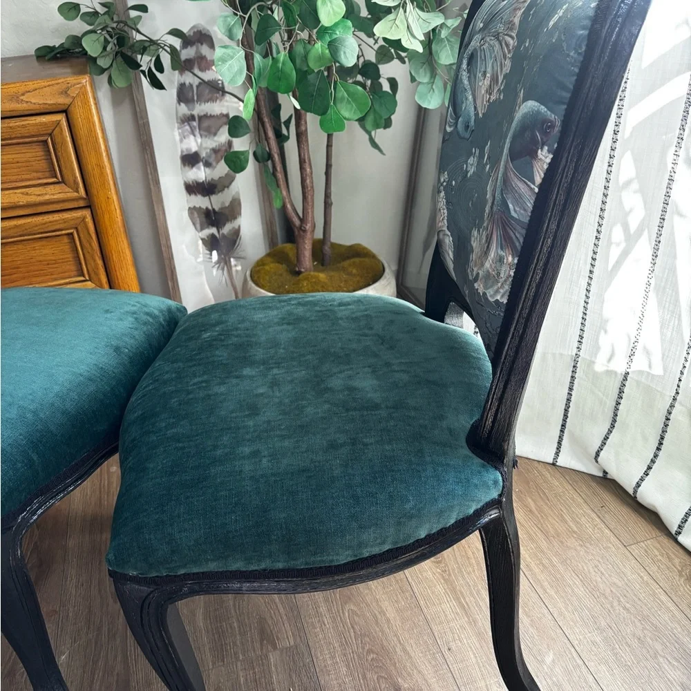 Elegant Teal and Black Accent Chairs